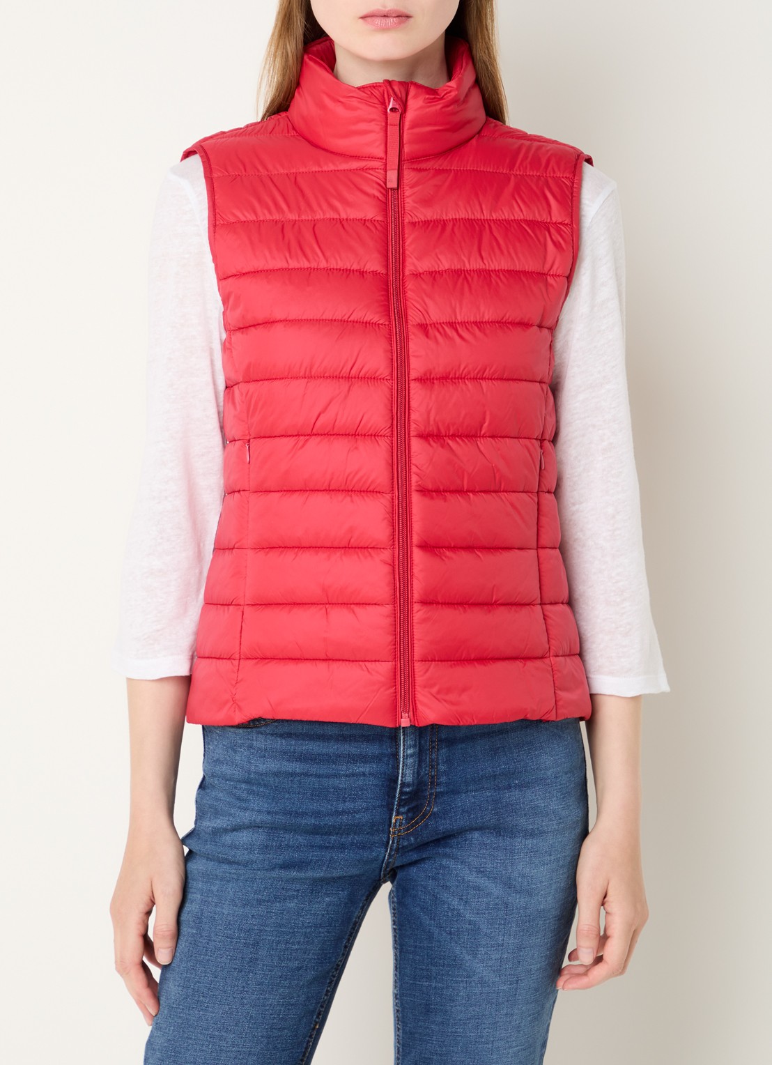 Benetton Gewatteerde bodywarmer met waterafstotende coating - detail 4 koraalrood