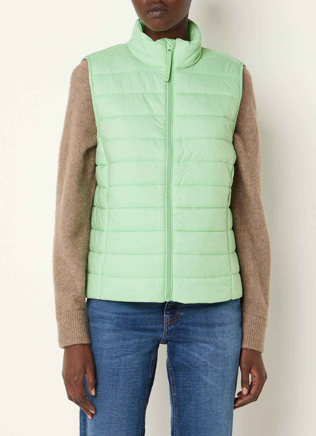 Benetton Gewatteerde bodywarmer met waterafstotende coating - detail mint