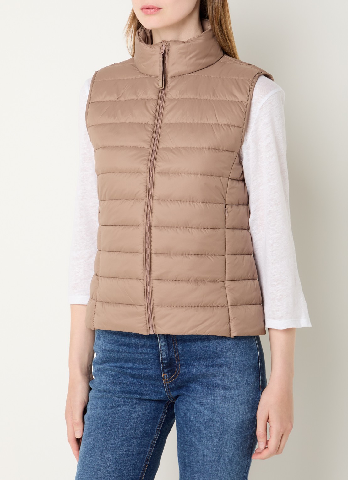 Benetton Gewatteerde bodywarmer met waterafstotende coating - detail groen