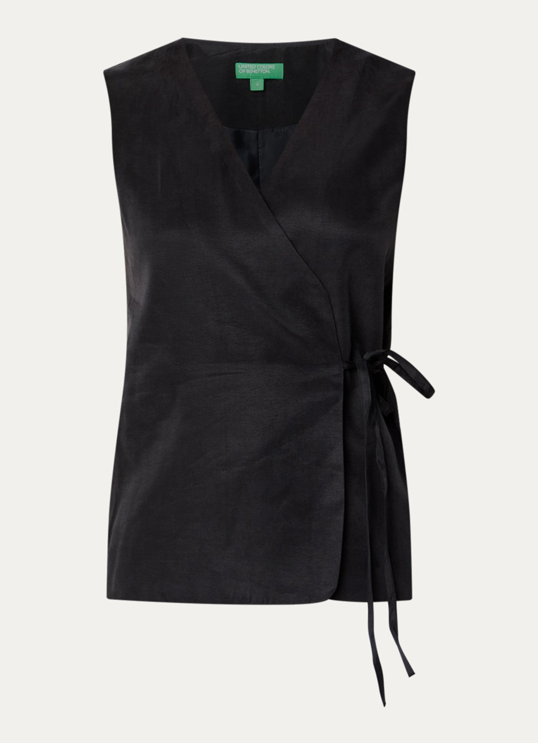 Benetton Gilet met strikceintuur - voorkant 3 zwart