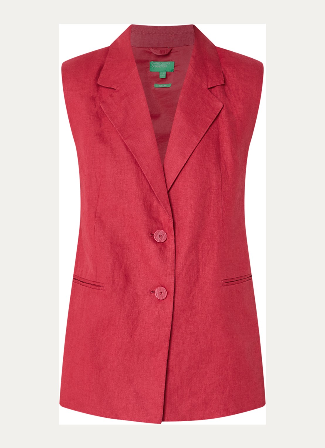 Benetton Gilet van linnen - voorkant kersenrood
