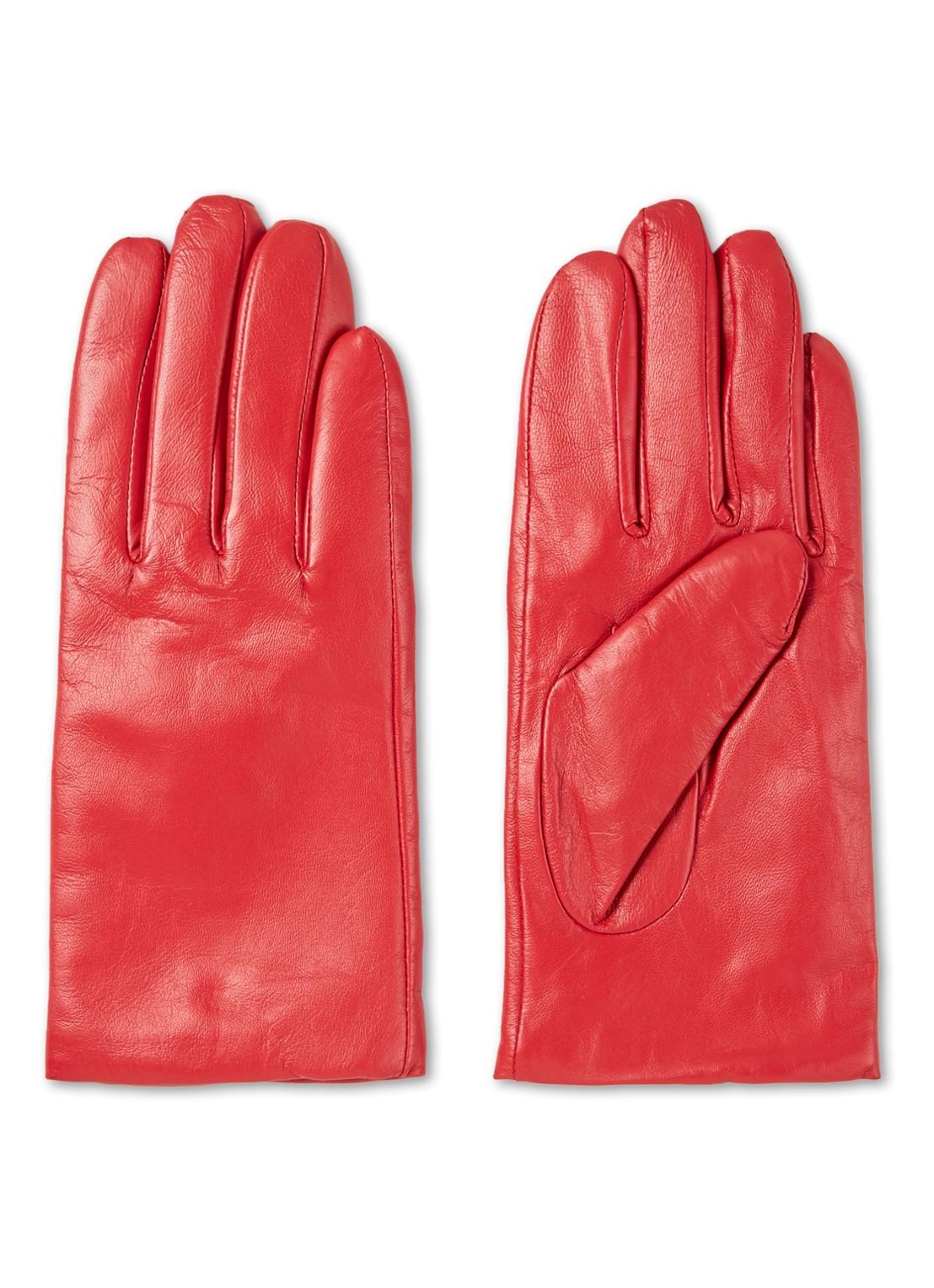 Benetton Handschoenen van schapenleer - voorkant koraalrood