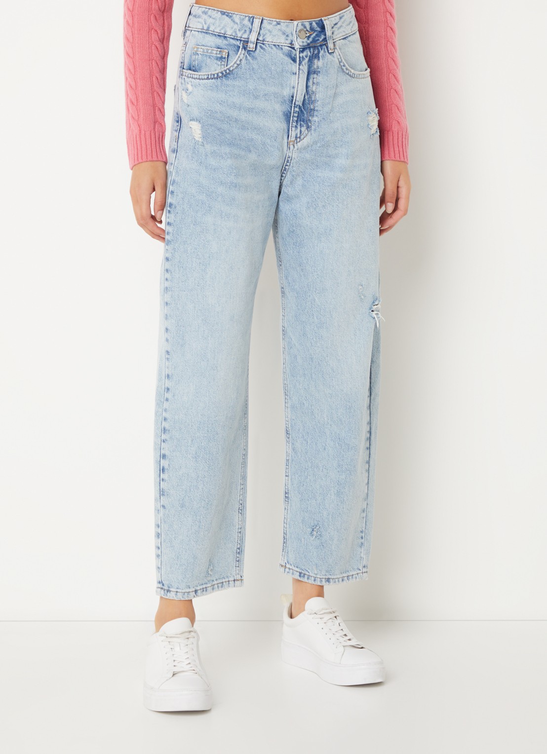 Benetton High waist cropped straight leg jeans - detail indigo