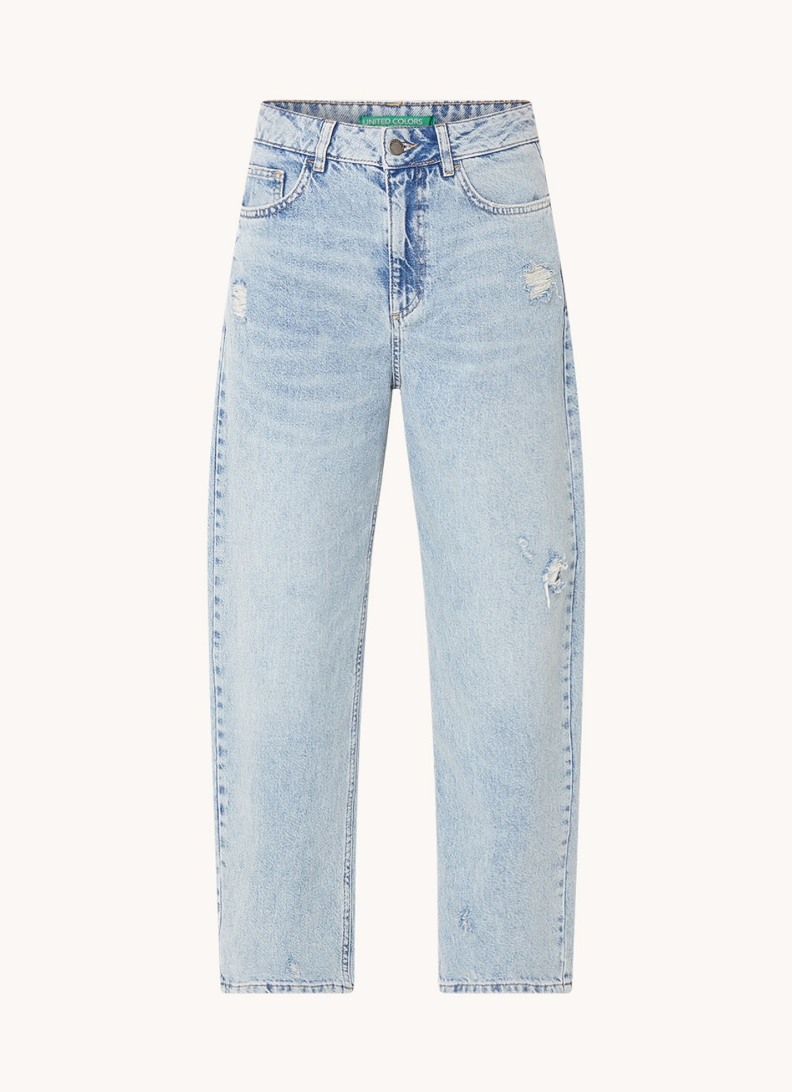 Benetton High waist cropped straight leg jeans - voorkant 3 indigo