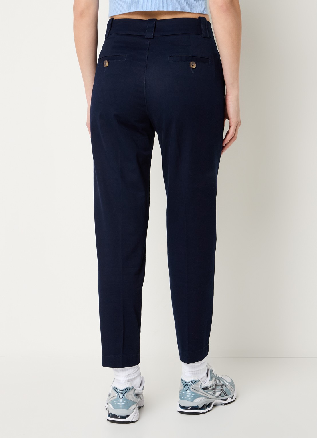 Benetton High waist cropped tapered fit pantalon met steekzakken - achterkant donkerblauw