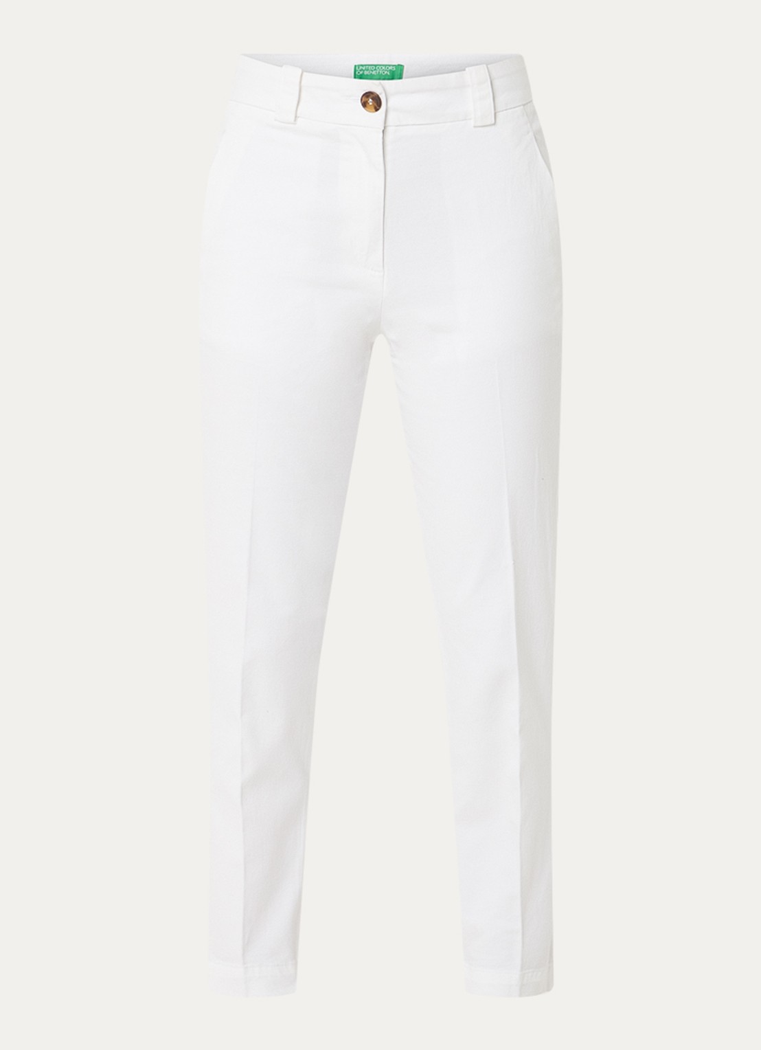 Benetton High waist cropped tapered fit pantalon met steekzakken - voorkant wit