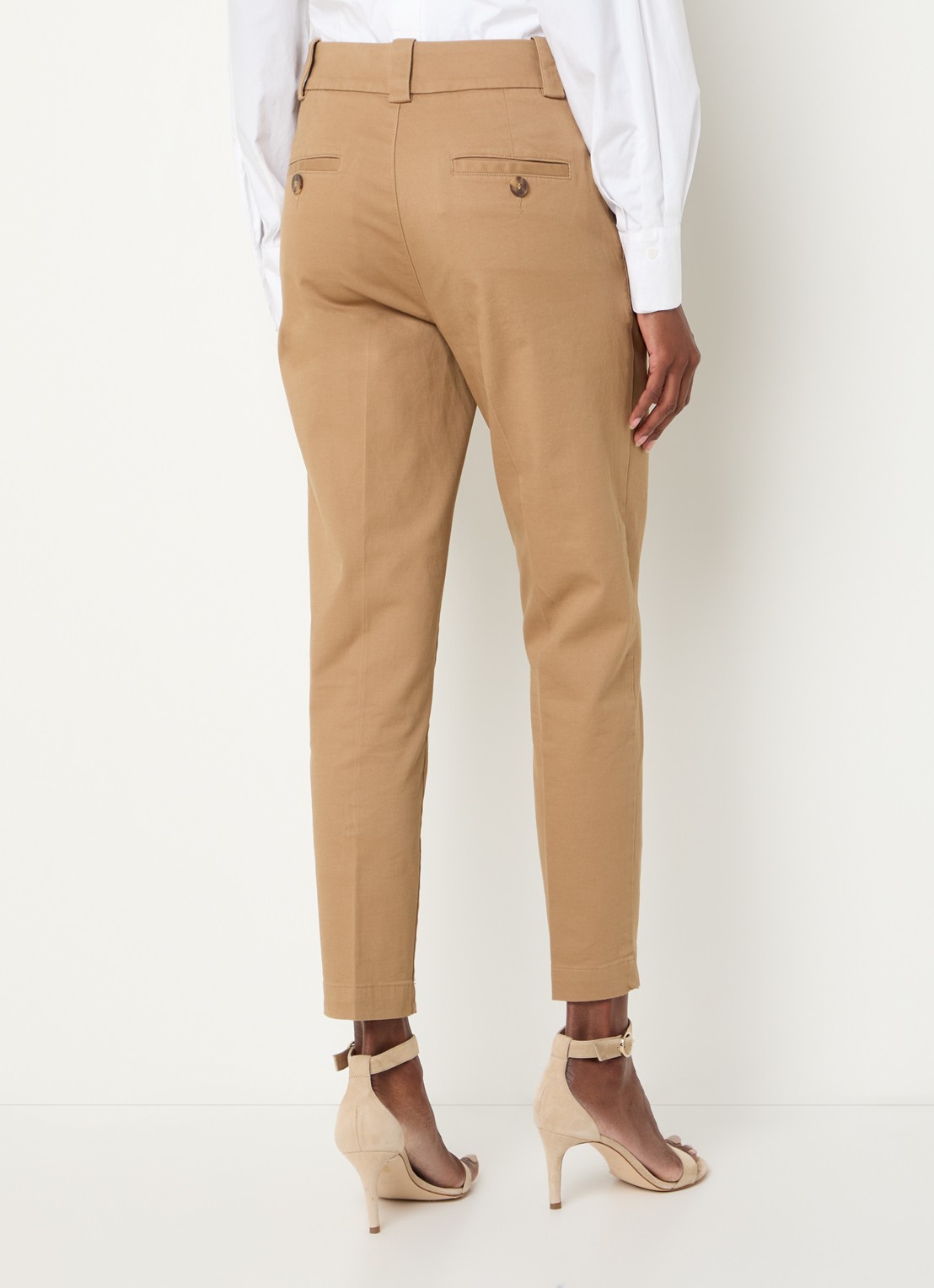 Benetton High waist cropped tapered fit pantalon met steekzakken - achterkant 4 camel