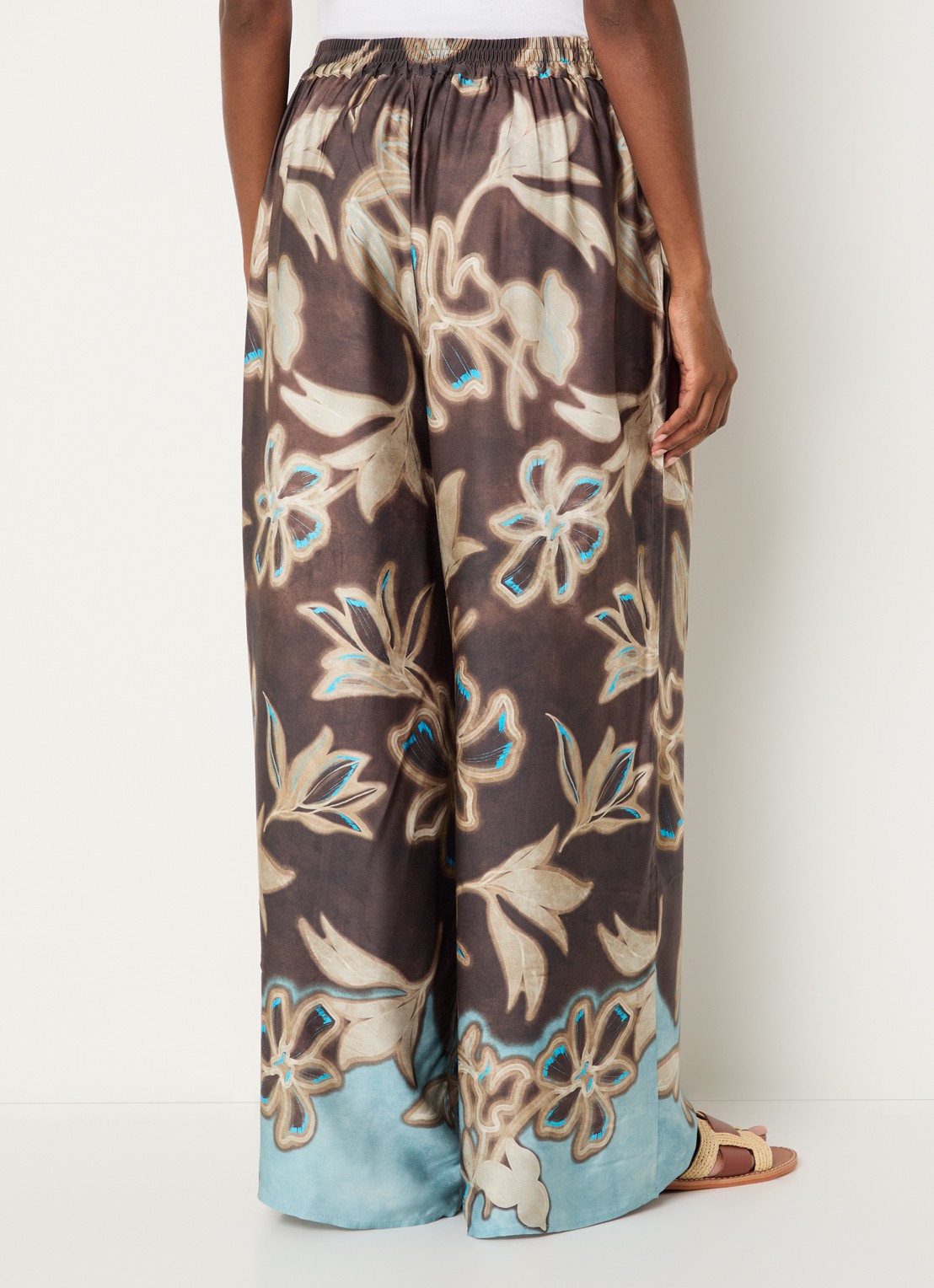Benetton High waist loose fit broek met bloemenprint - achterkant 2 bruin