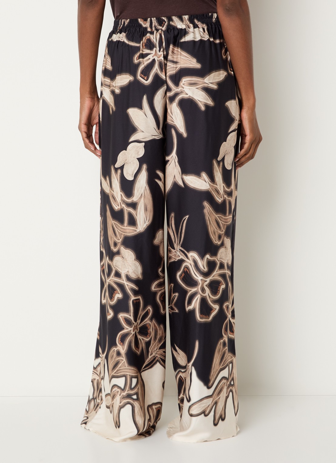 Benetton High waist loose fit broek met bloemenprint - achterkant 2 zwart