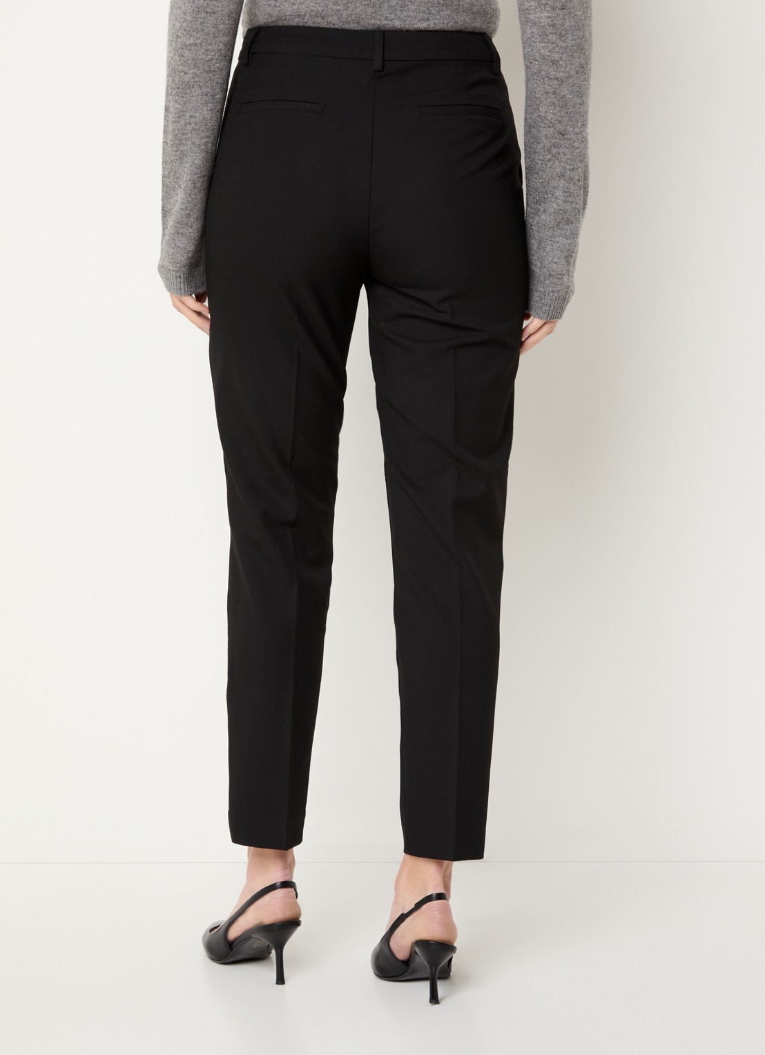 Benetton High waist loose fit cropped pantalon met steekzakken - achterkant zwart
