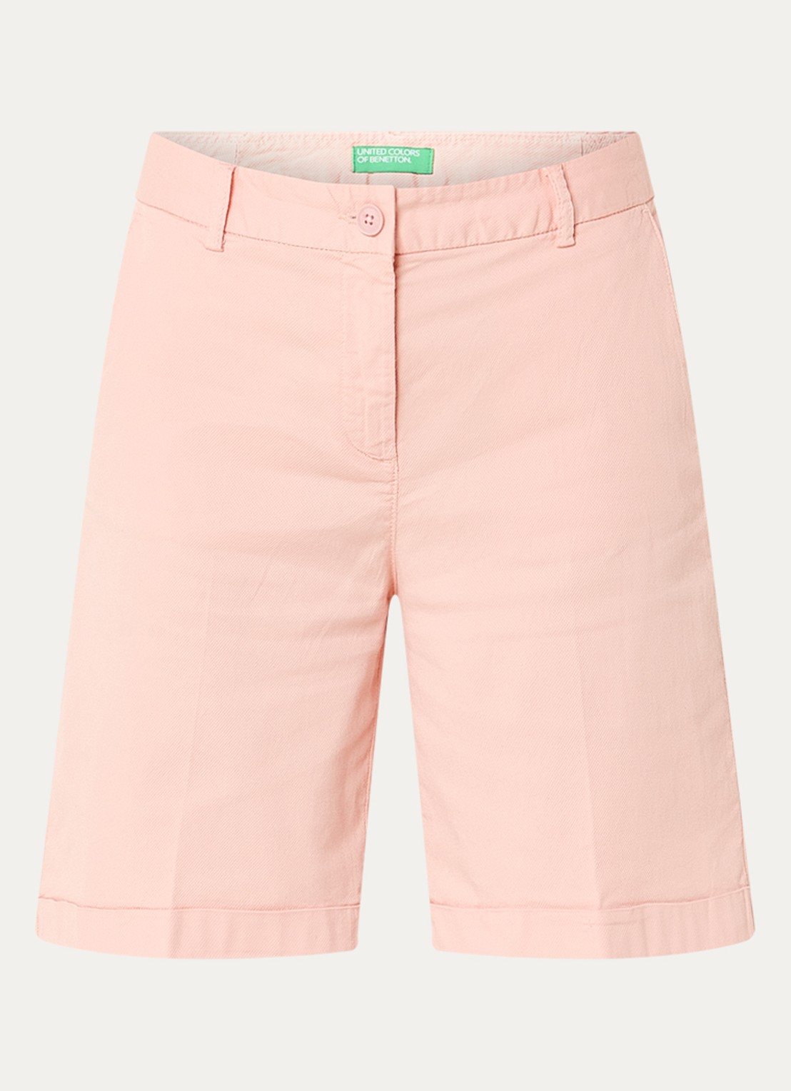 Benetton High waist regular fit korte broek met steekzakken - voorkant 2 lichtroze