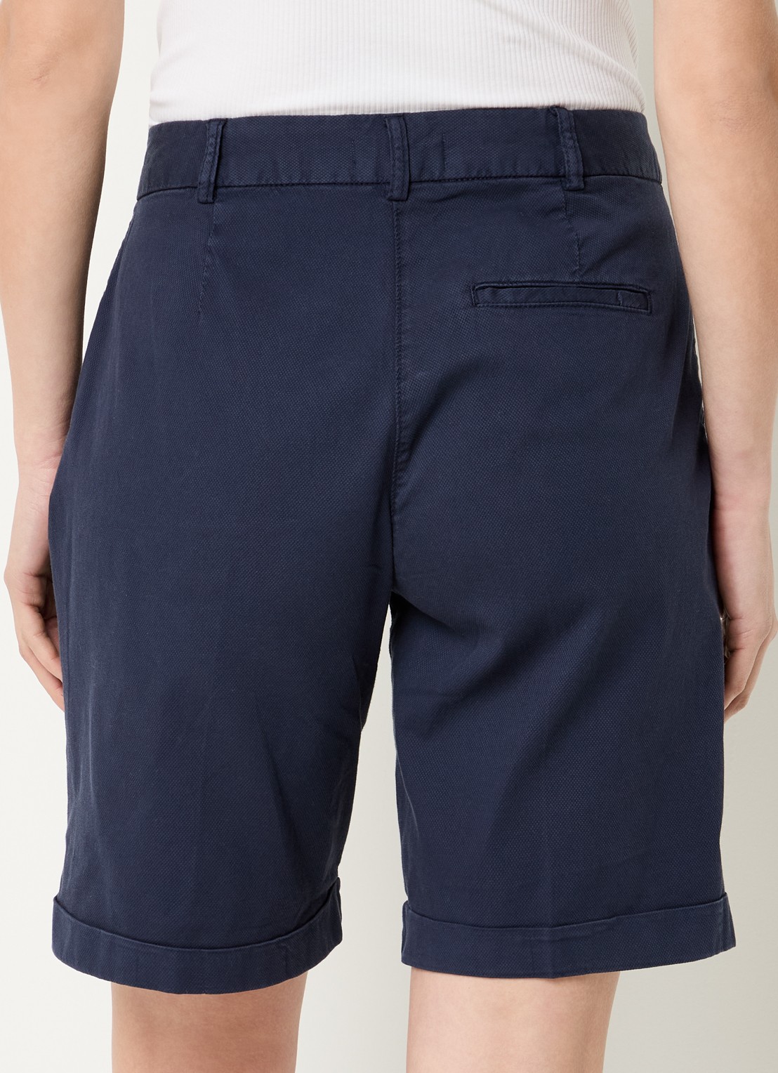 Benetton High waist regular fit korte broek met steekzakken - achterkant donkerblauw