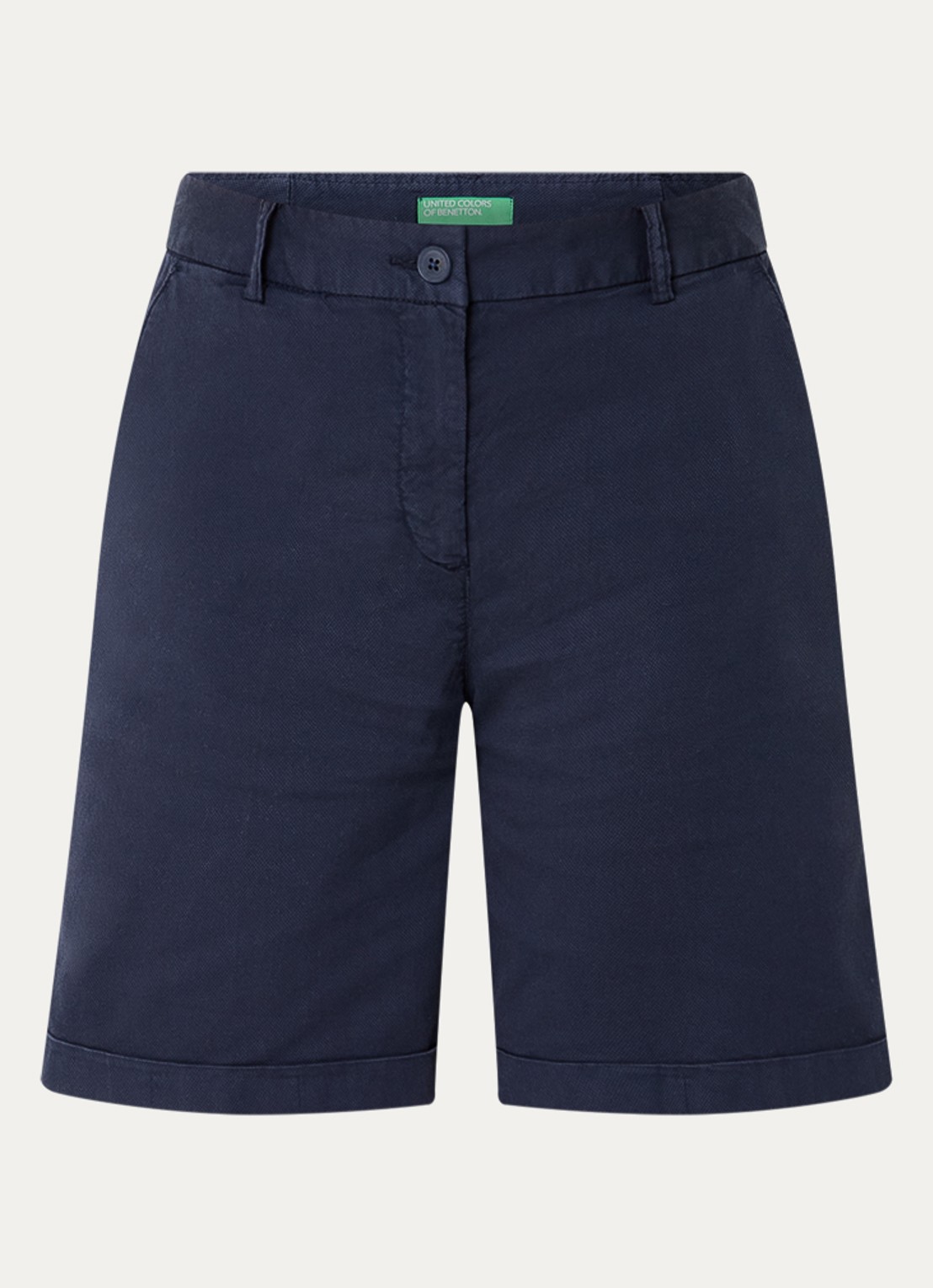 Benetton High waist regular fit korte broek met steekzakken - voorkant 3 donkerblauw