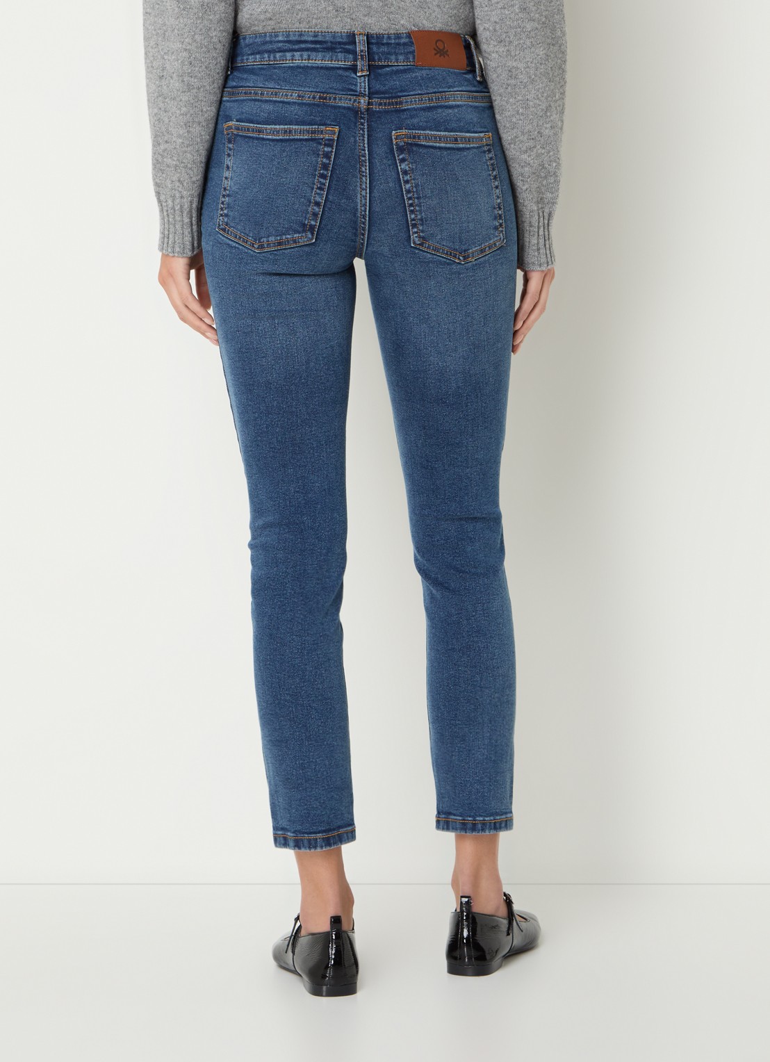 Benetton High waist skinny jeans in  katoenblend met steekzakken - achterkant 3 indigo