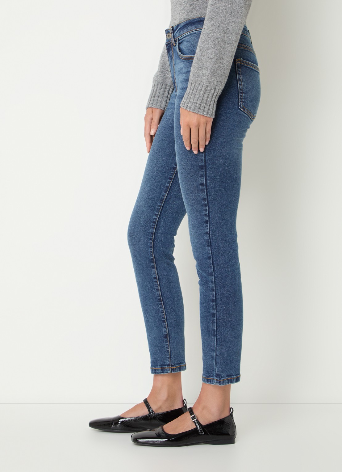 Benetton High waist skinny jeans in  katoenblend met steekzakken - detail 5 indigo
