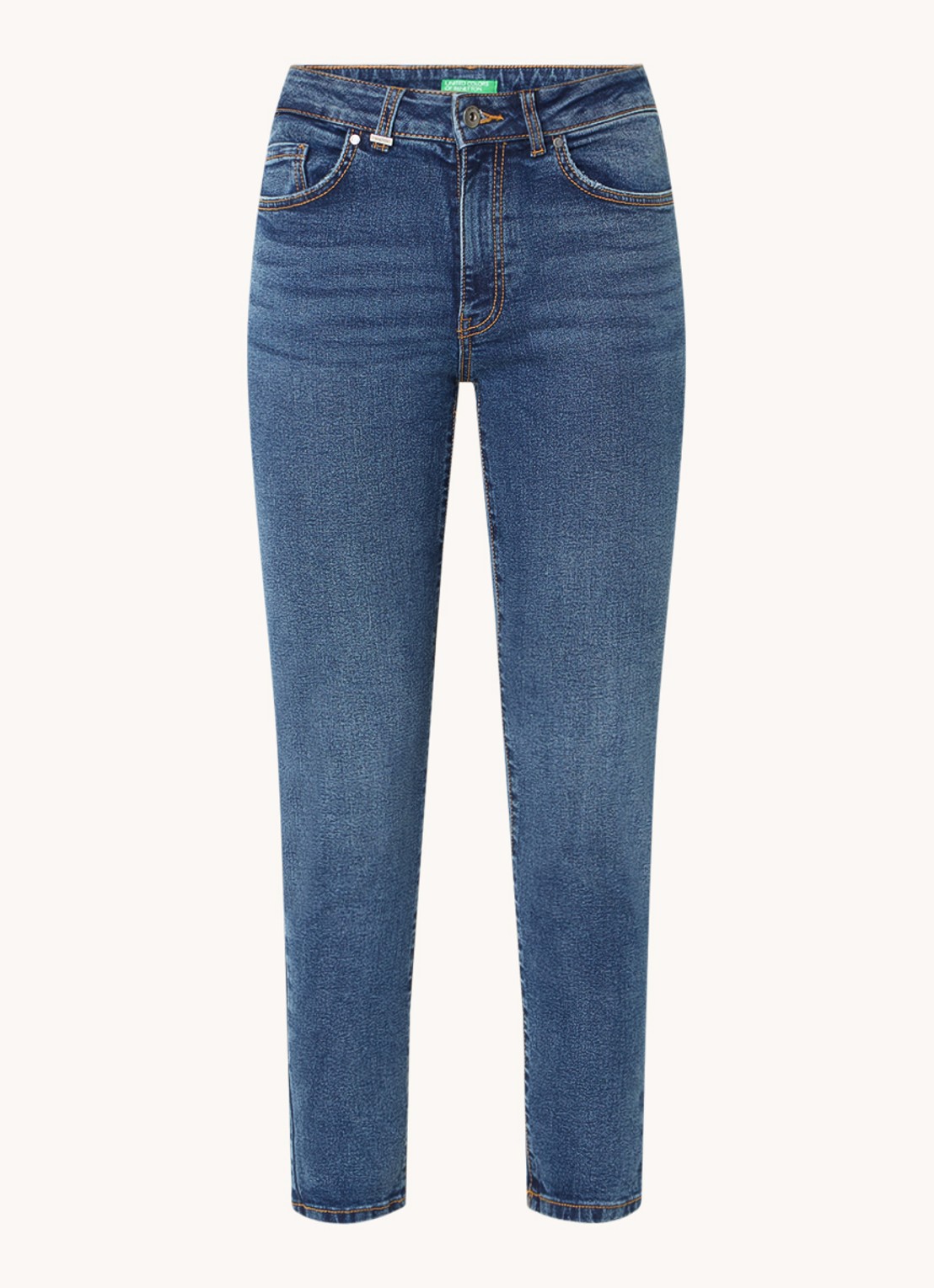 Benetton High waist skinny jeans in  katoenblend met steekzakken - voorkant indigo