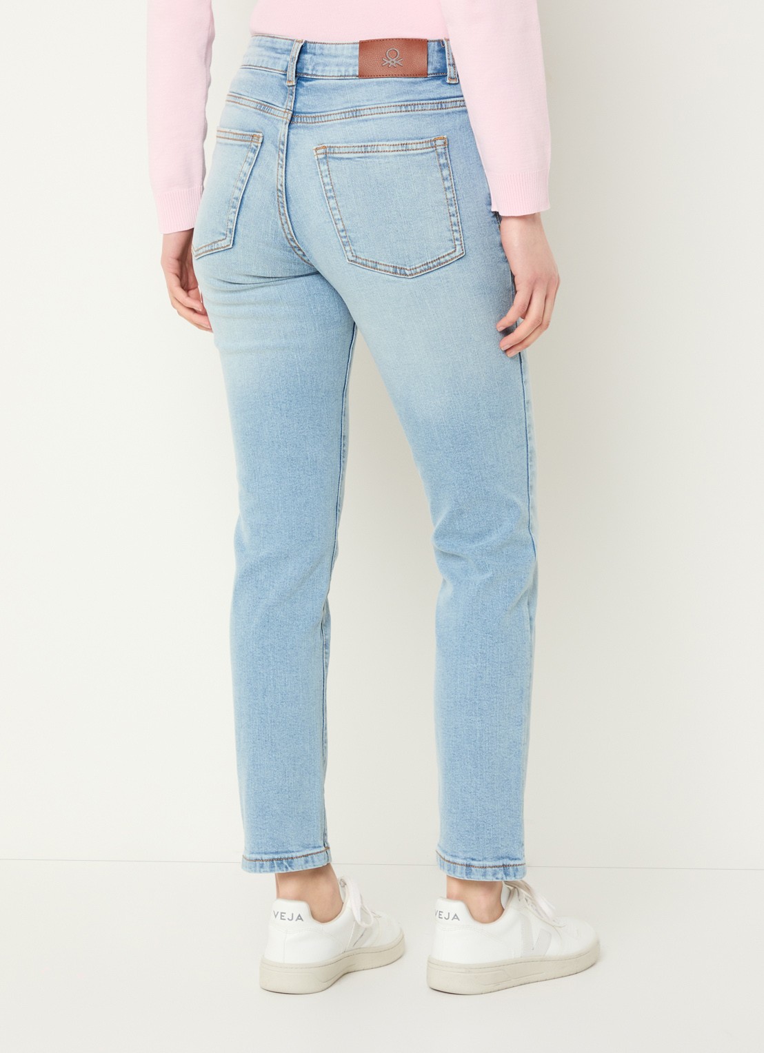 Benetton High waist skinny jeans in  katoenblend met steekzakken - achterkant 3 lichtblauw