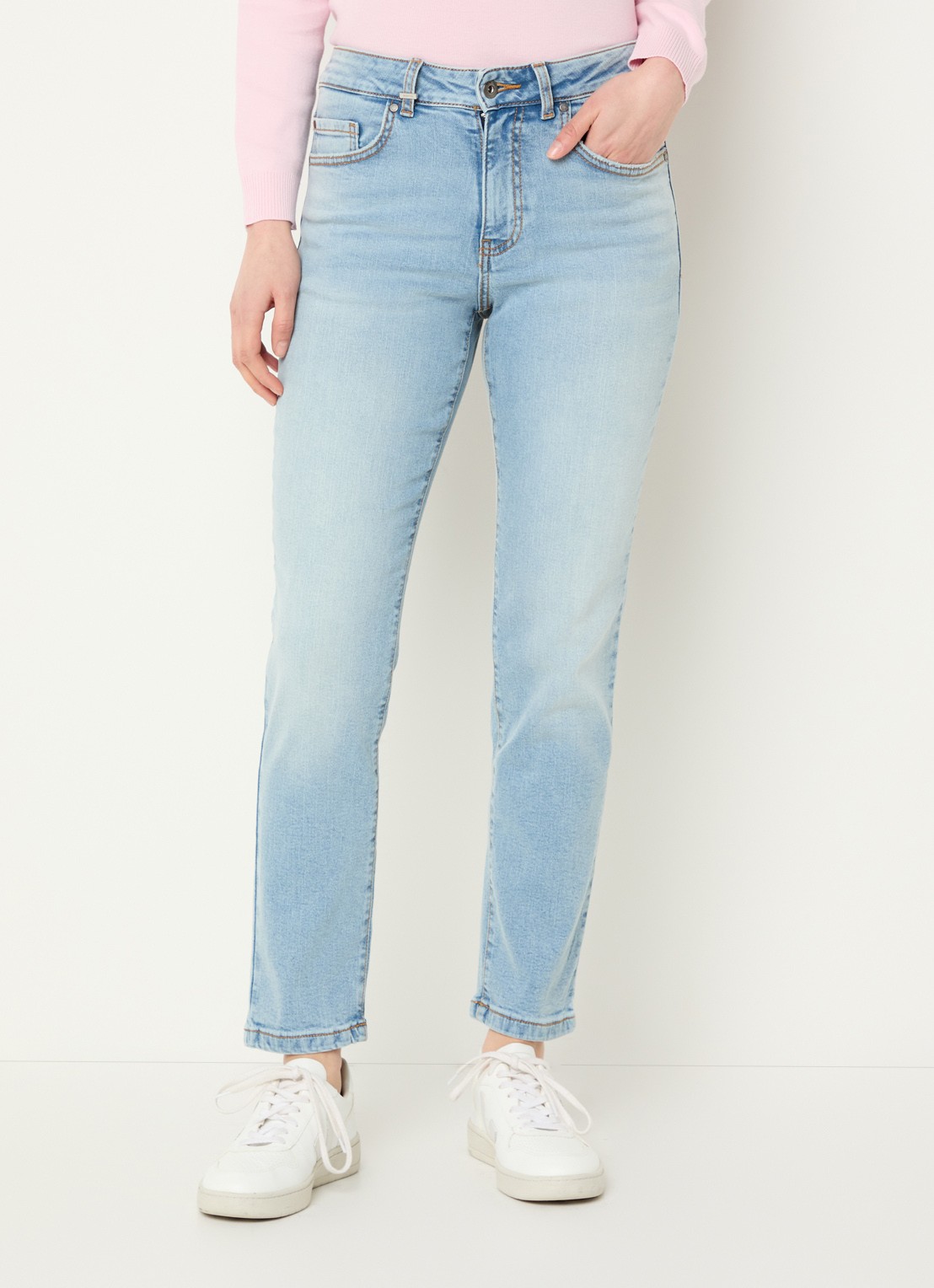Benetton High waist skinny jeans in  katoenblend met steekzakken - detail 4 lichtblauw
