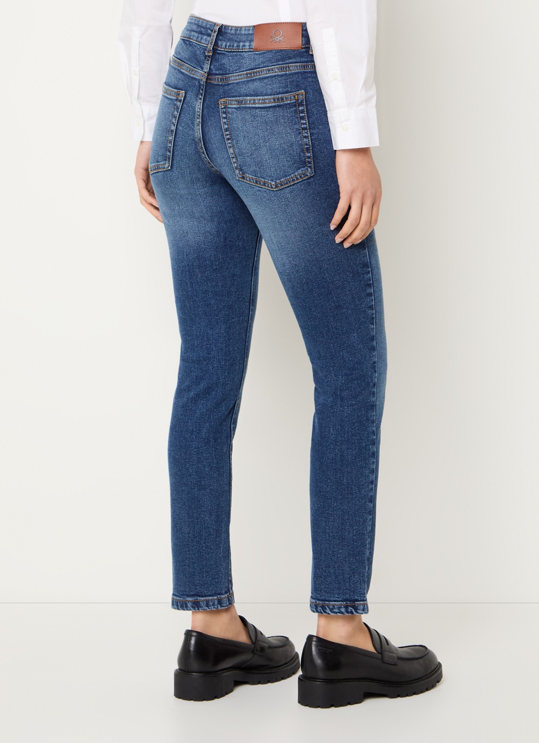 Benetton High waist skinny jeans in  katoenblend met steekzakken - achterkant jeans