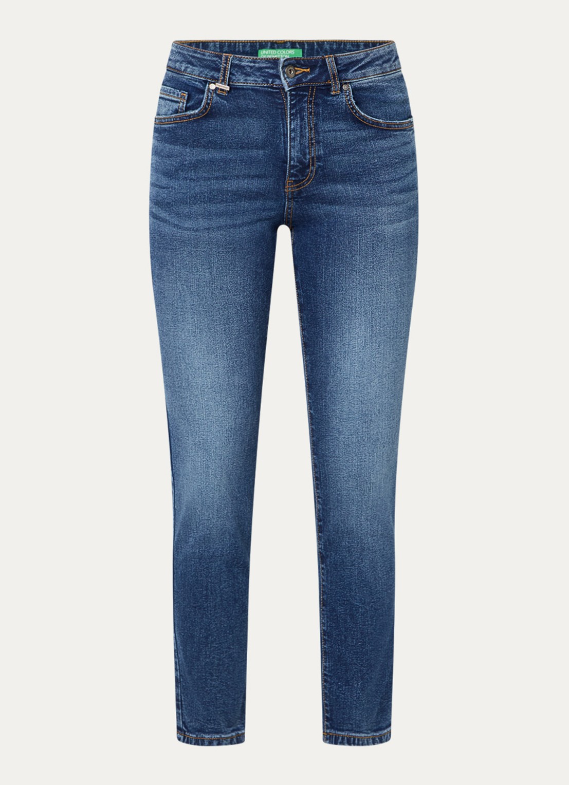 Benetton High waist skinny jeans in  katoenblend met steekzakken - voorkant 2 jeans