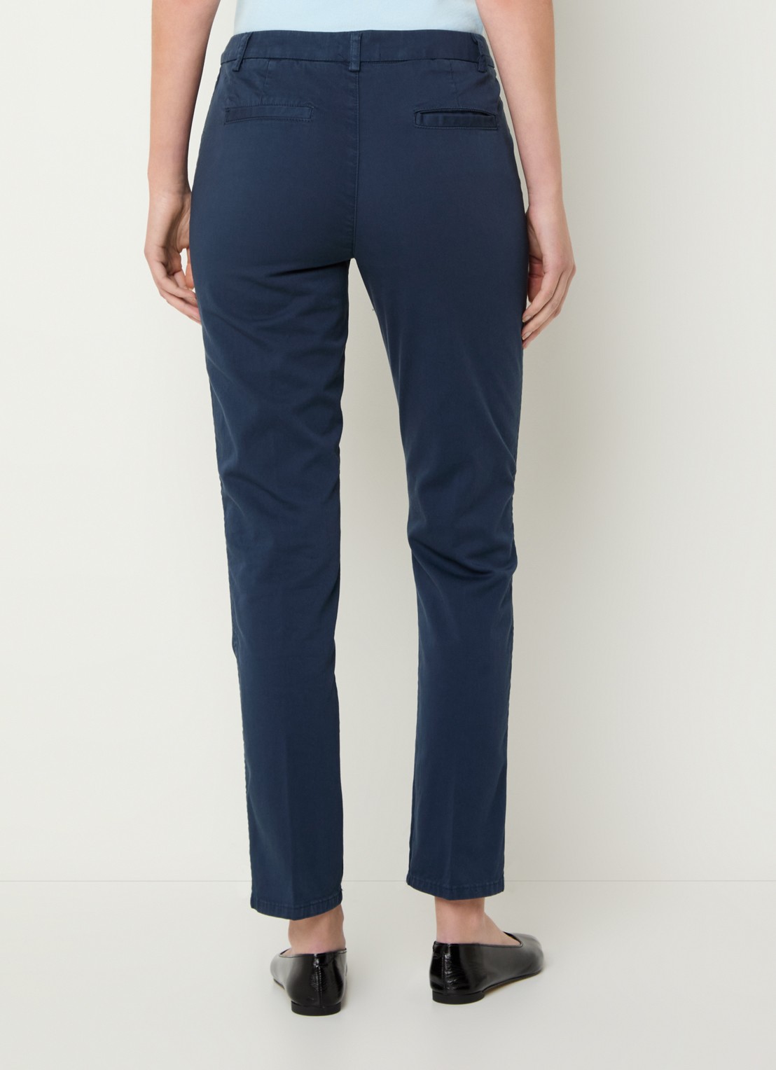 Benetton High waist slim fit chino met steekzakken - achterkant 5 donkerblauw