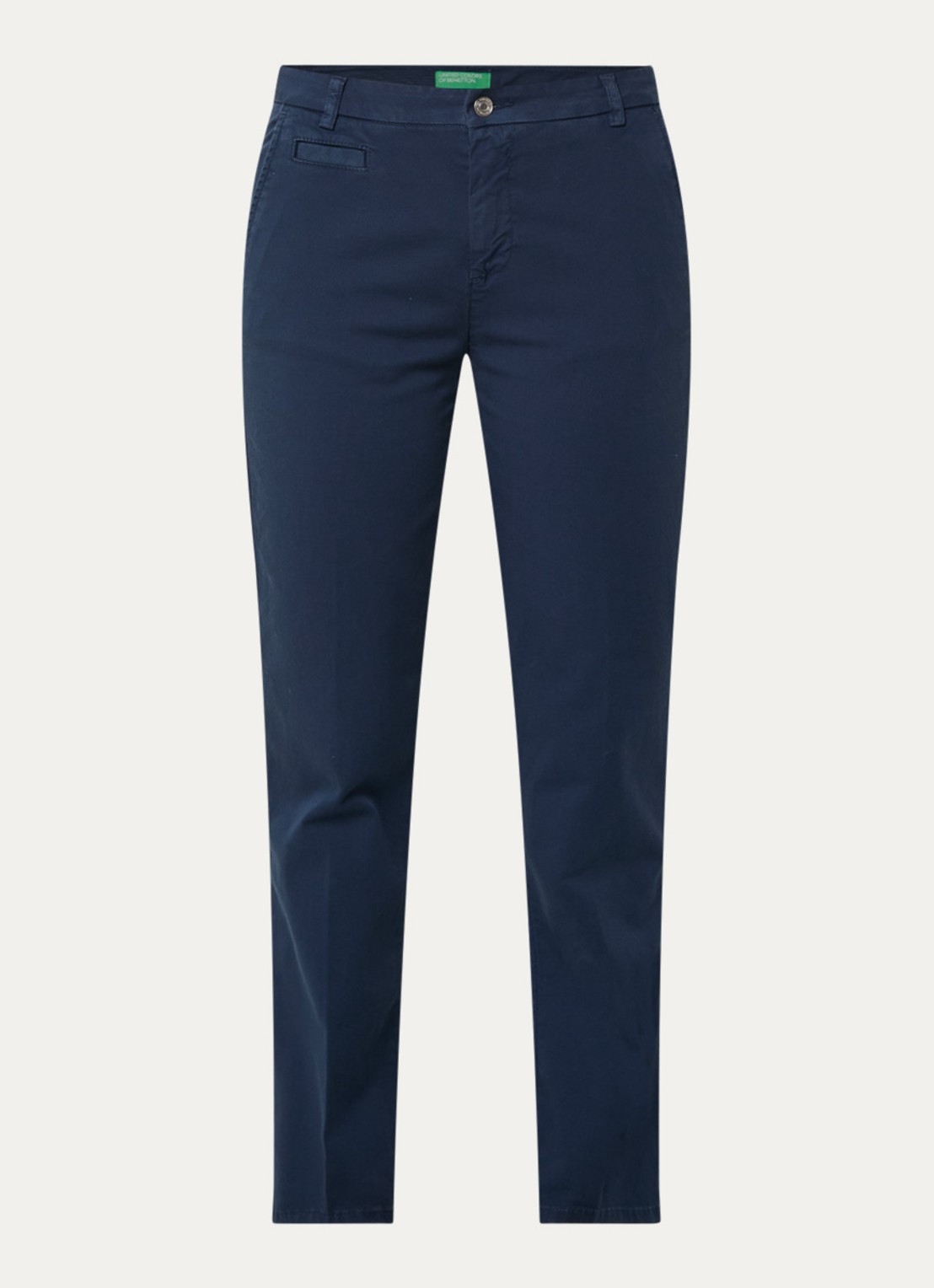 Benetton High waist slim fit chino met steekzakken - voorkant donkerblauw