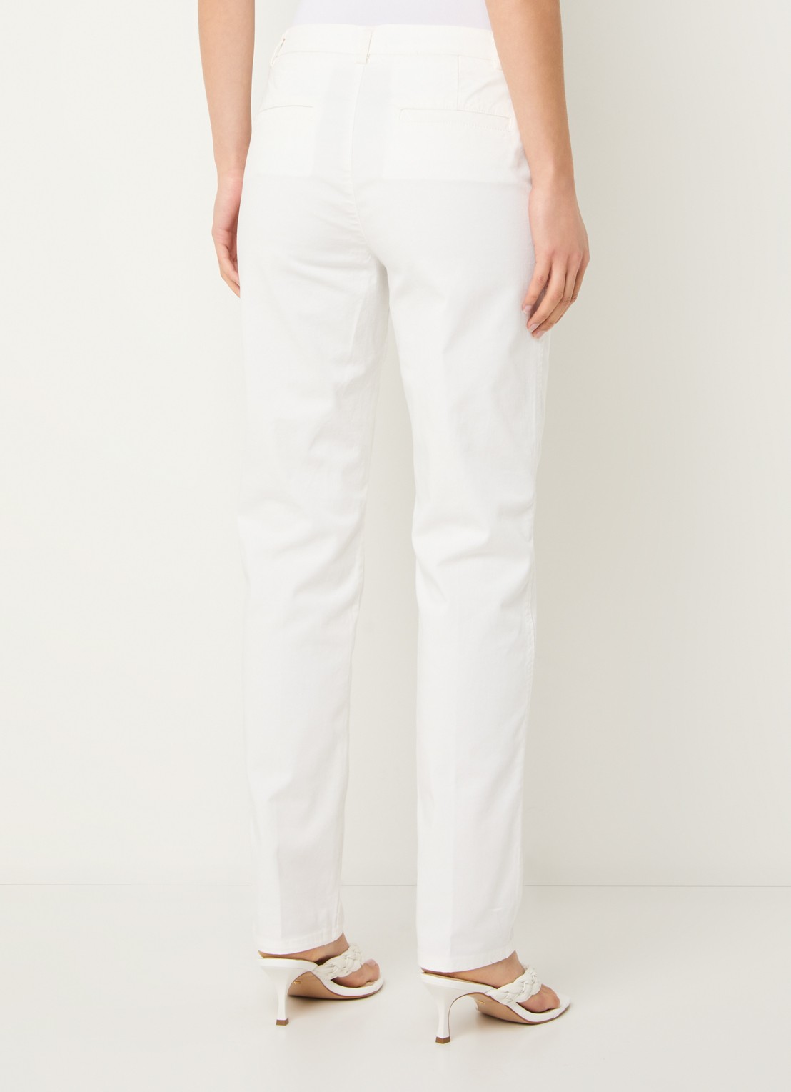 Benetton High waist slim fit chino met steekzakken - achterkant gebroken wit