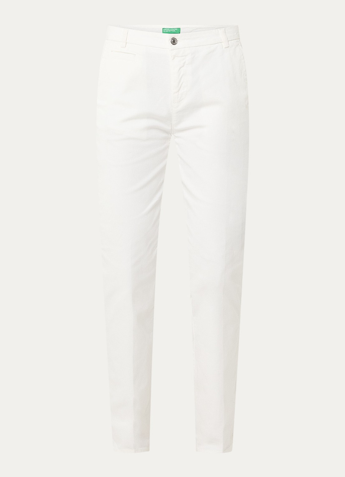 Benetton High waist slim fit chino met steekzakken - voorkant 4 gebroken wit