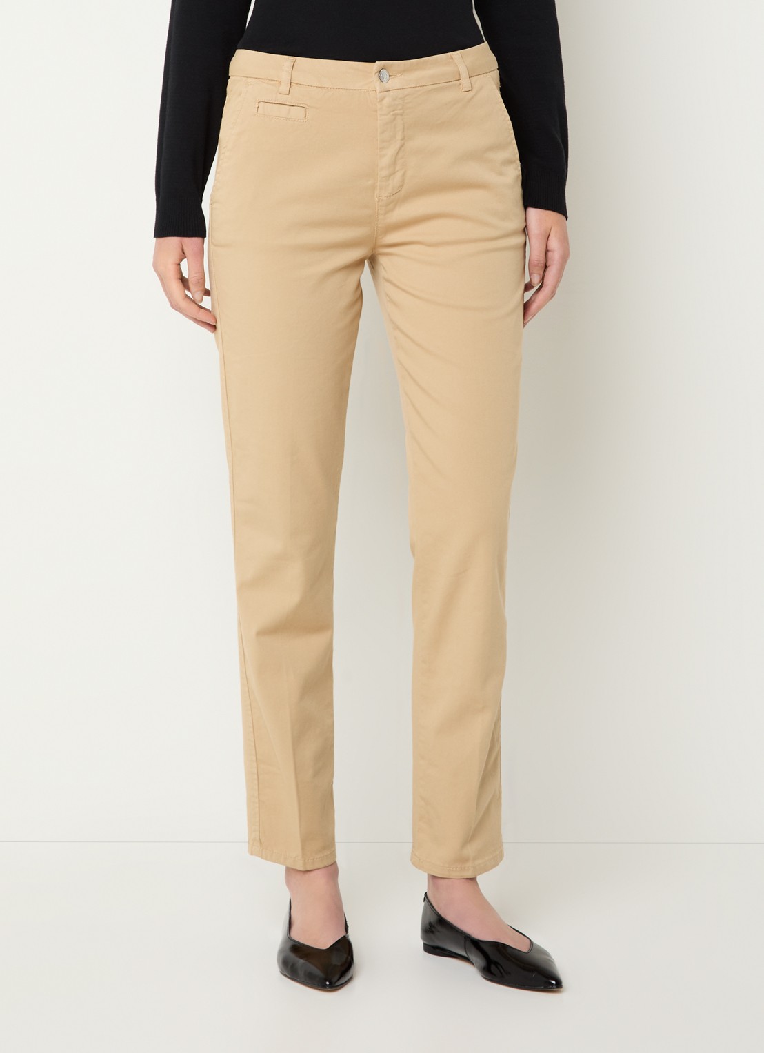 Benetton High waist slim fit chino met steekzakken - detail 2 camel