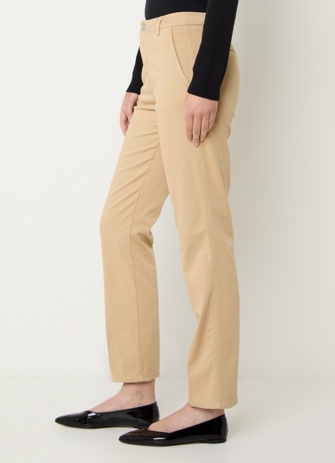 Benetton High waist slim fit chino met steekzakken - detail 3 camel