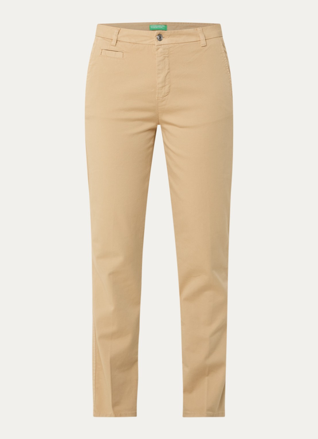 Benetton High waist slim fit chino met steekzakken - voorkant 4 camel