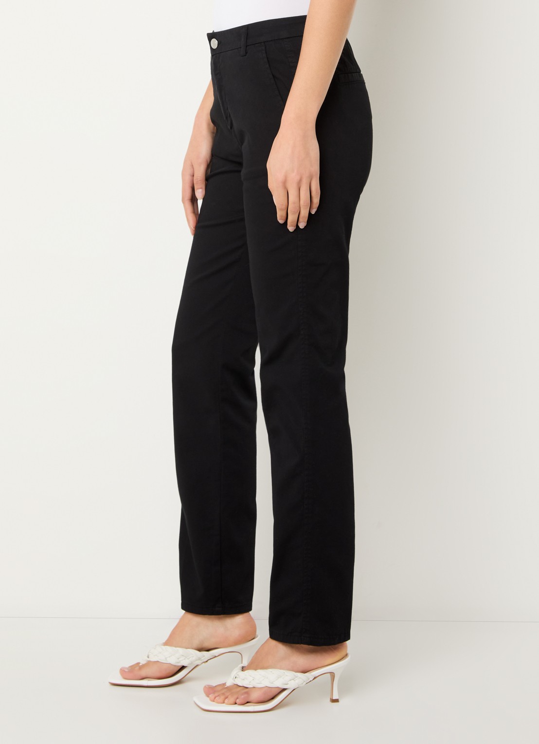 Benetton High waist slim fit chino met steekzakken - detail 3 zwart
