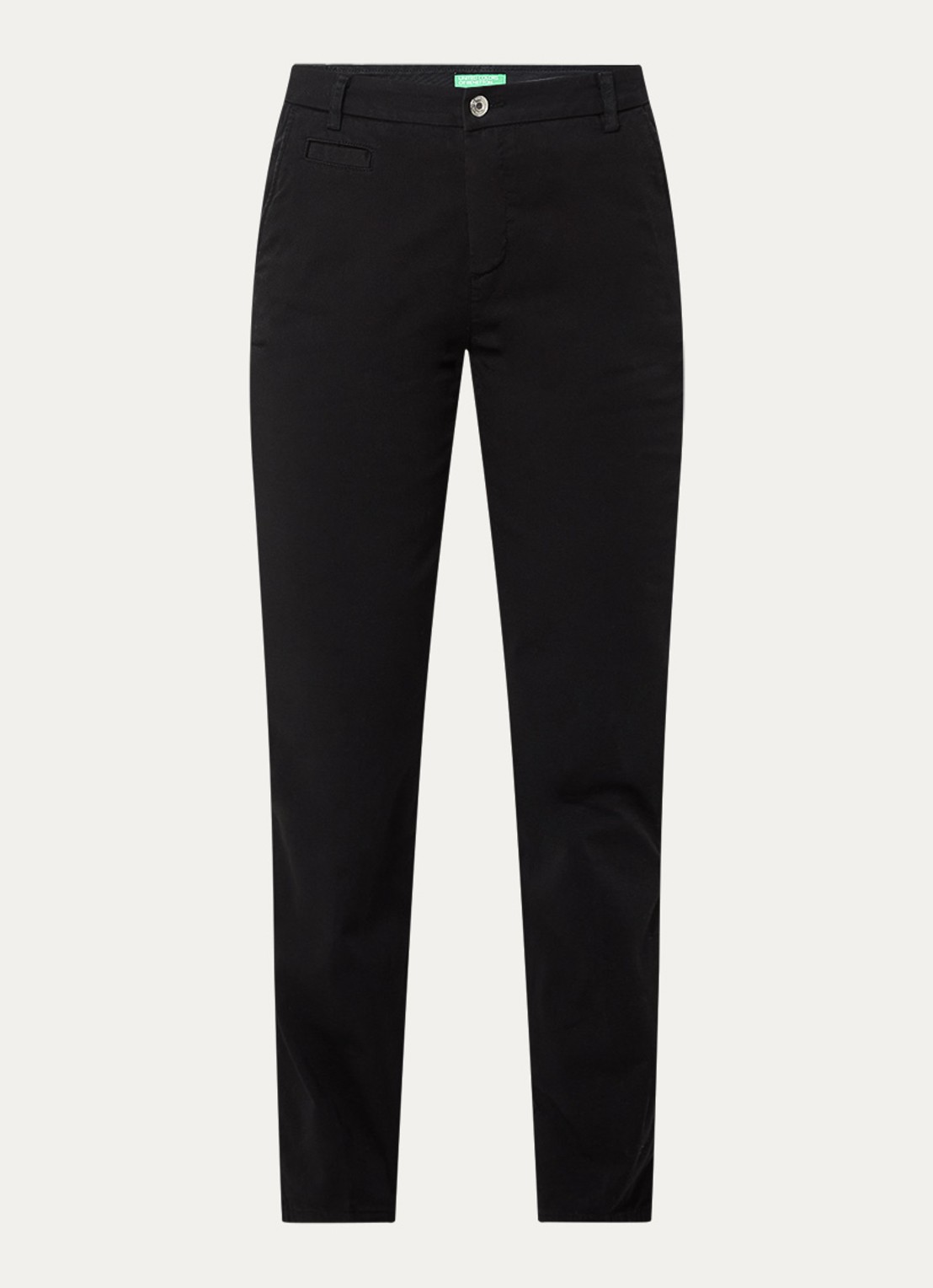 Benetton High waist slim fit chino met steekzakken - voorkant 4 zwart