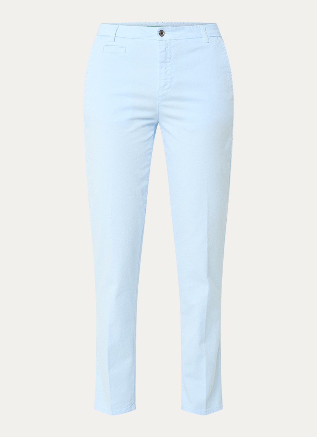 Benetton High waist slim fit chino met steekzakken - voorkant 3 lichtblauw