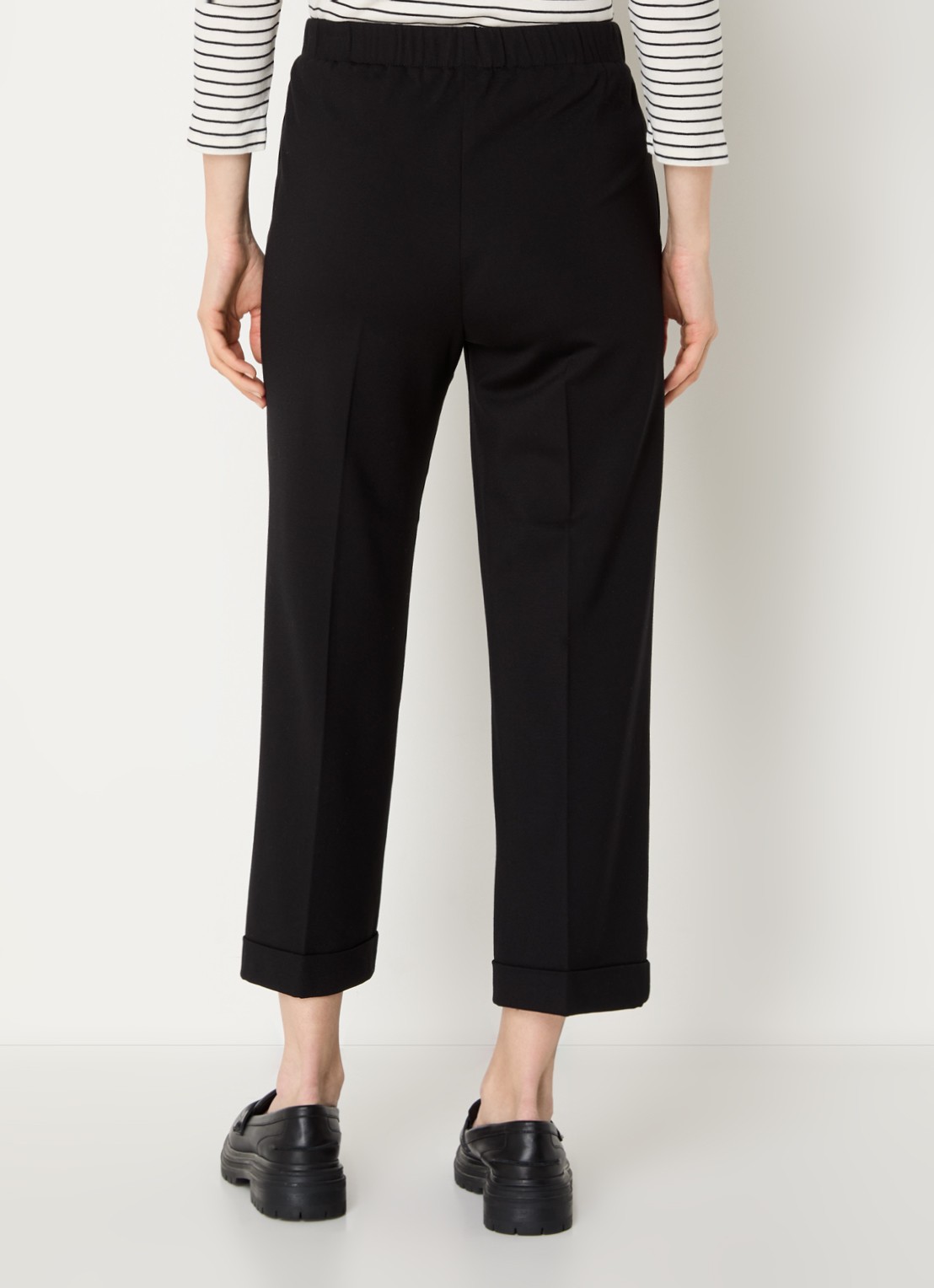 Benetton High waist straight fit cropped broek met steekzakken - achterkant 3 zwart