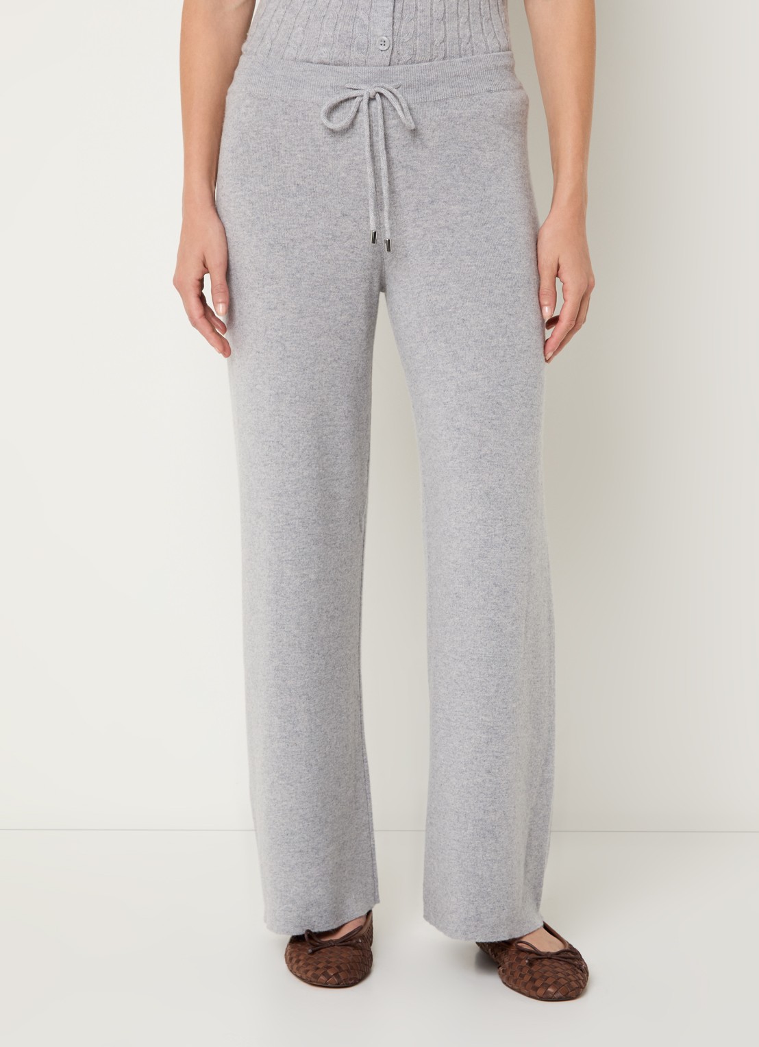 Benetton High waist straight fit joggingbroek - detail lichtgrijs