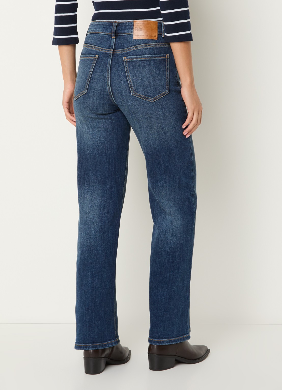 Benetton High waist straight leg jeans met steekzakken - achterkant 2 indigo