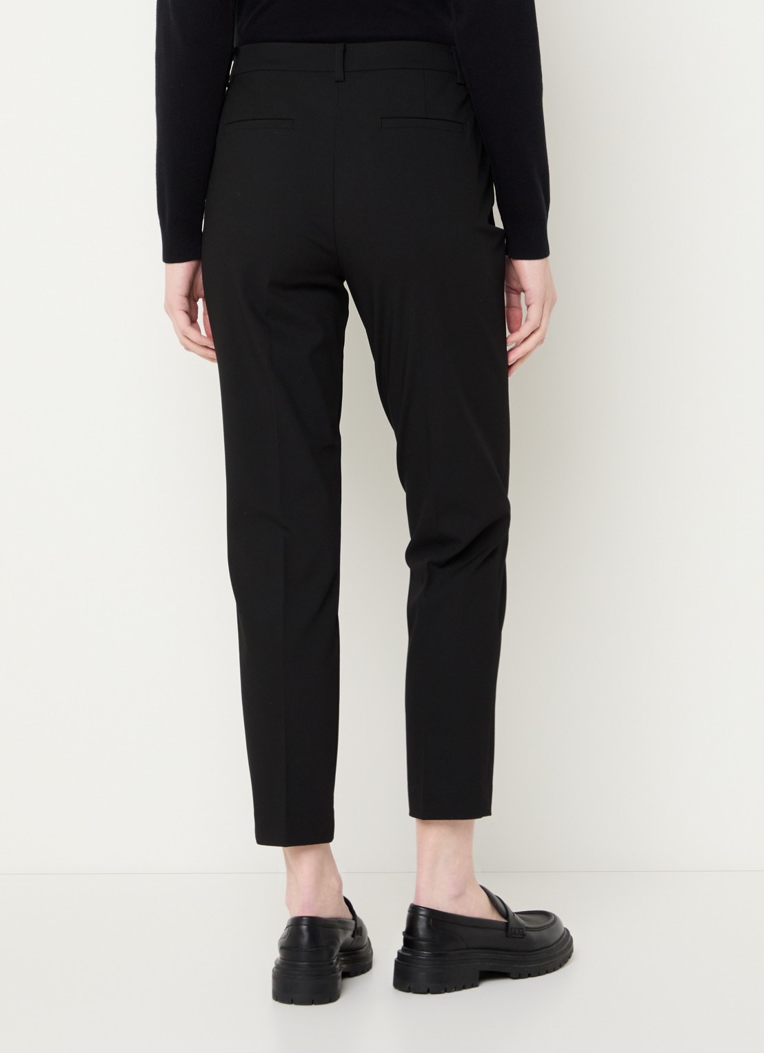 Benetton High waist tapered cropped pantalon met stretch  - achterkant zwart