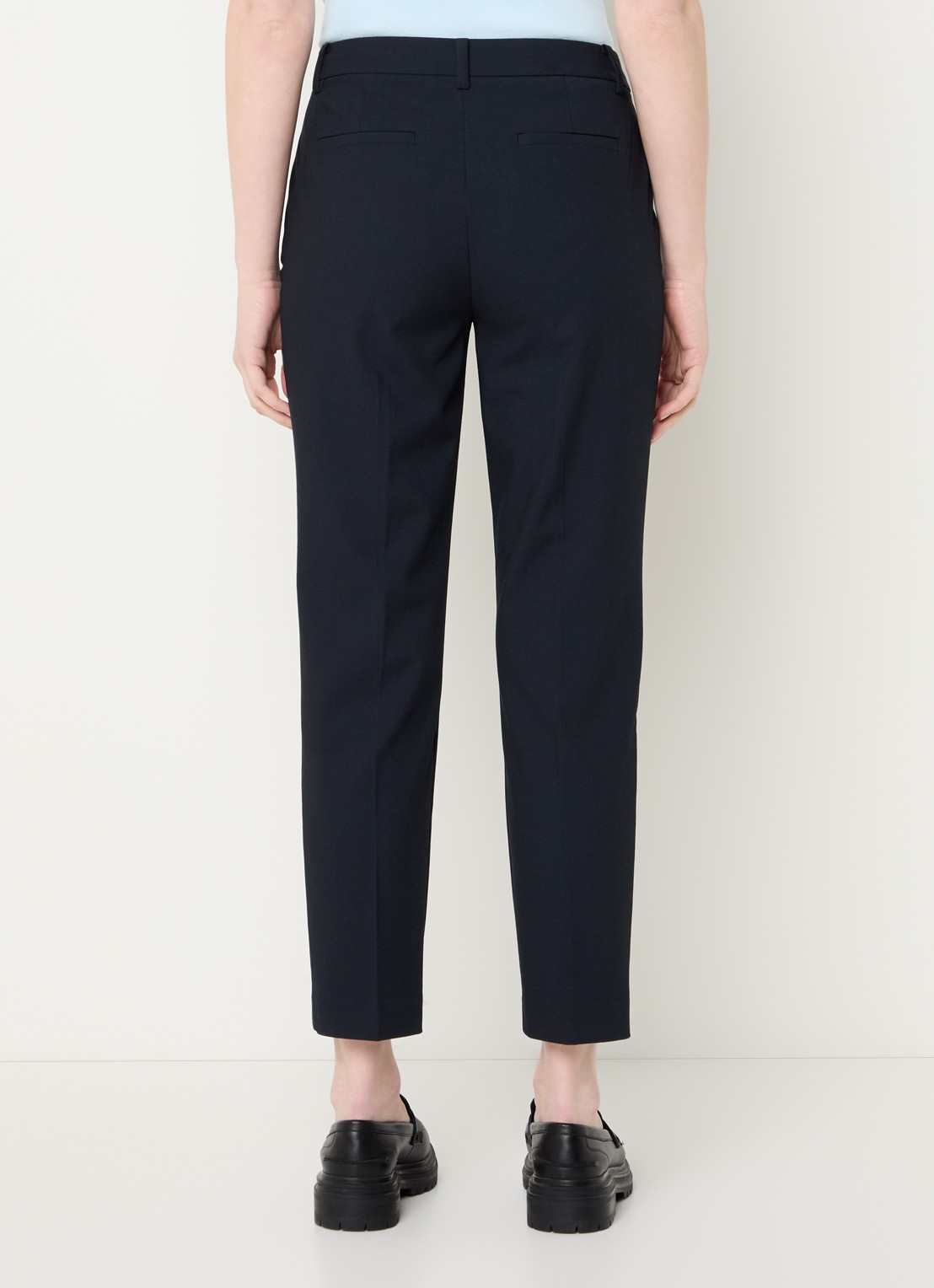Benetton High waist tapered cropped pantalon met stretch  - achterkant 4 donkerblauw