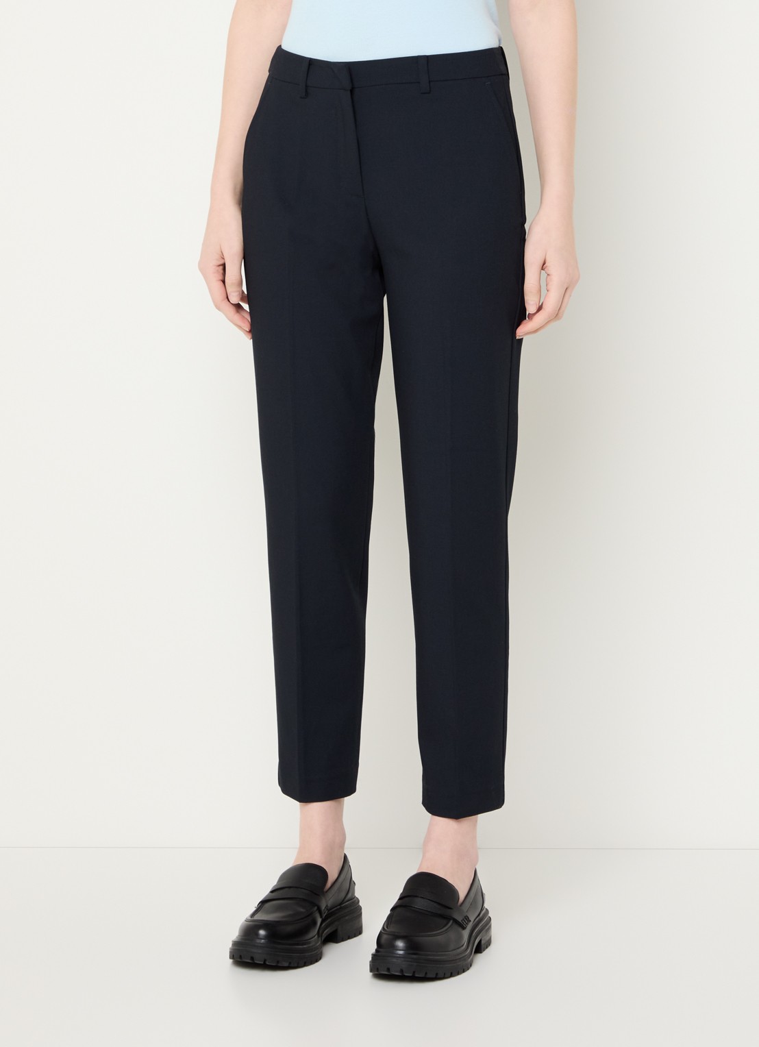 Benetton High waist tapered cropped pantalon met stretch  - detail 3 donkerblauw