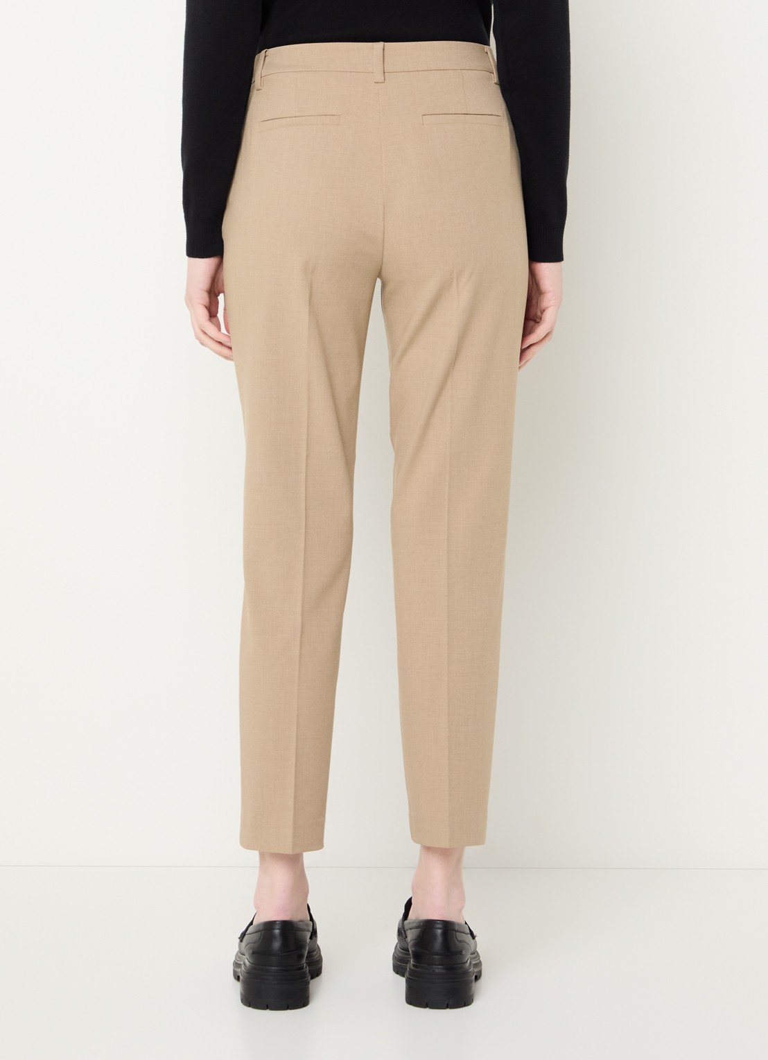 Benetton High waist tapered cropped pantalon met stretch  - achterkant 2 donkerbeige