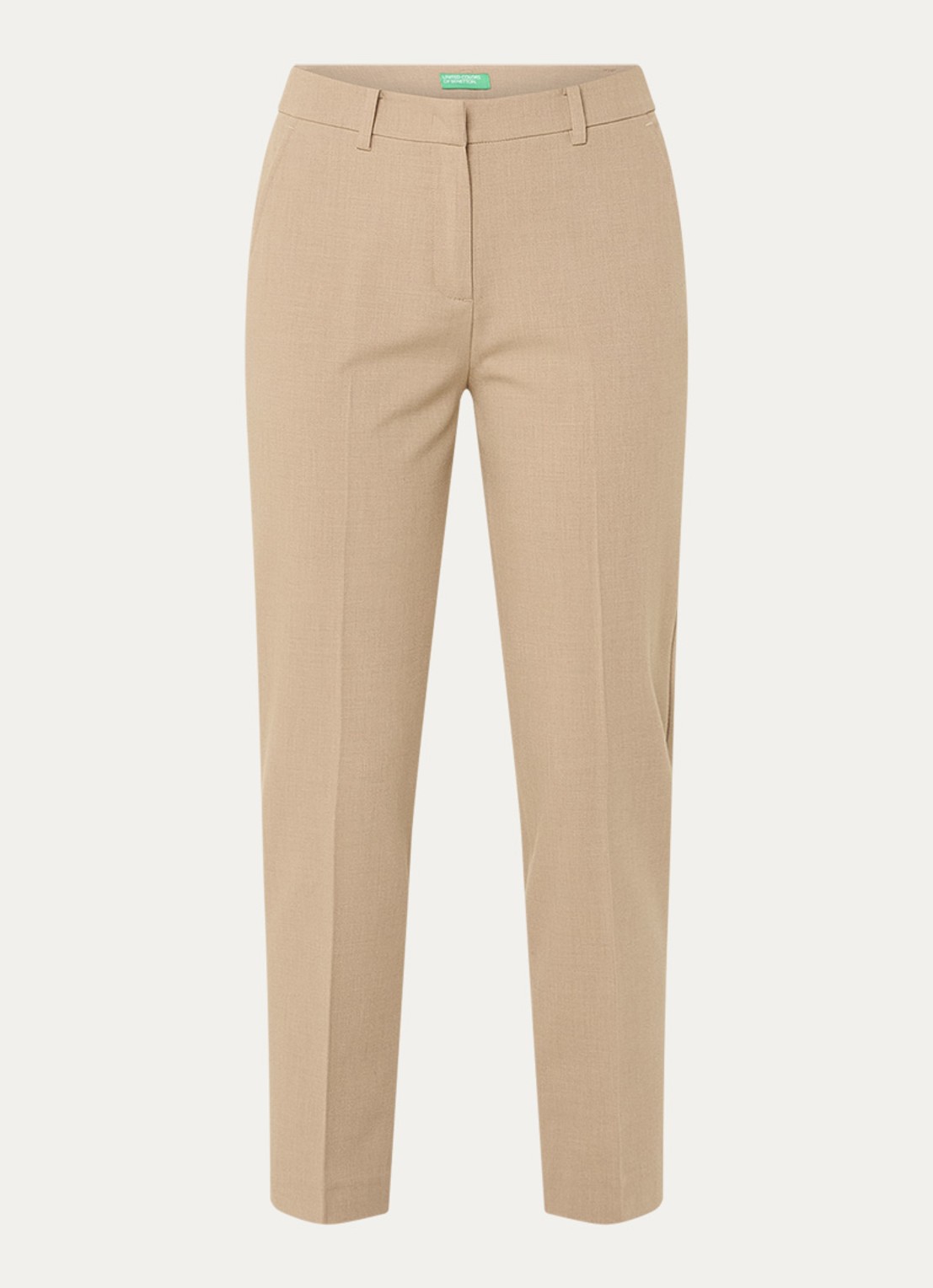 Benetton High waist tapered cropped pantalon met stretch  - voorkant 3 donkerbeige