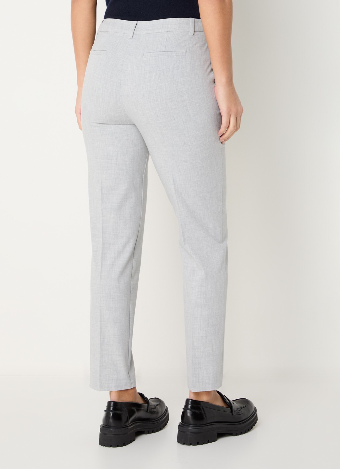 Benetton High waist tapered cropped pantalon met stretch  - achterkant 4 lichtgrijs