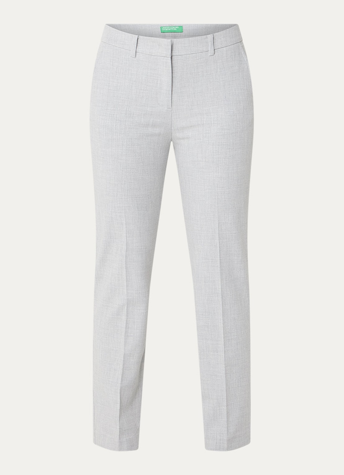 Benetton High waist tapered cropped pantalon met stretch  - voorkant lichtgrijs