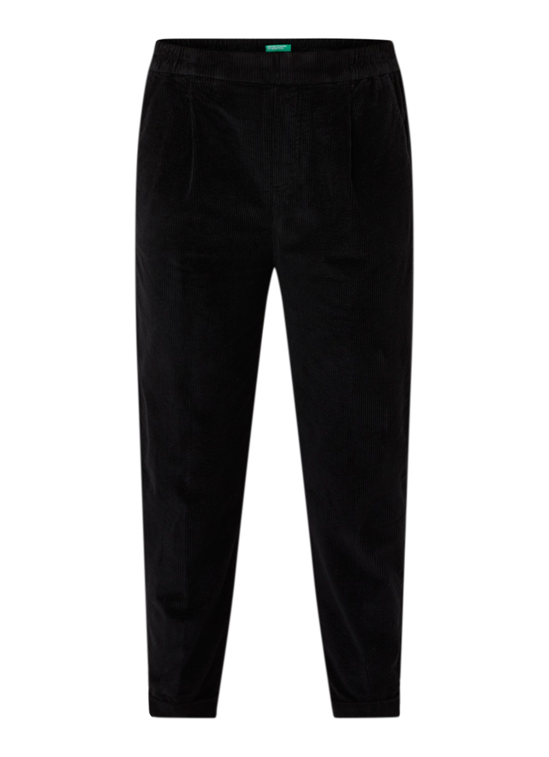 Benetton High waist tapered cropped pantalon van corduroy - voorkant 2 zwart