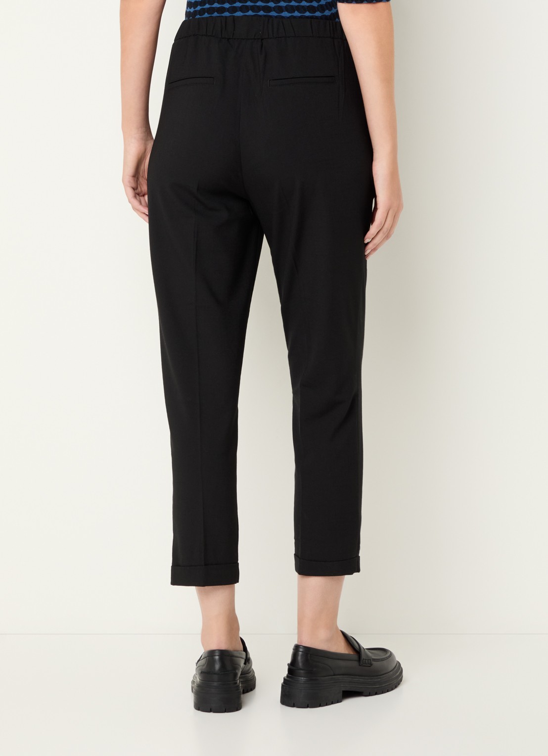 Benetton High waist tapered fit cropped broek met steekzakken - achterkant zwart