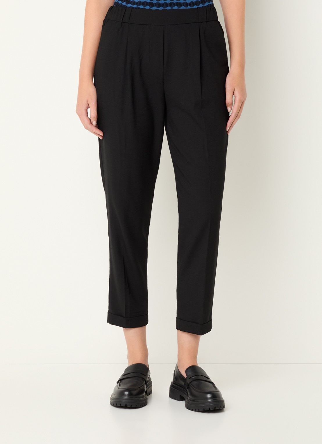 Benetton High waist tapered fit cropped broek met steekzakken - detail 2 zwart