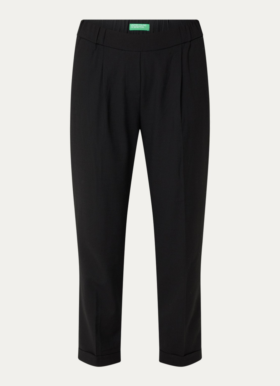 Benetton High waist tapered fit cropped broek met steekzakken - voorkant 3 zwart