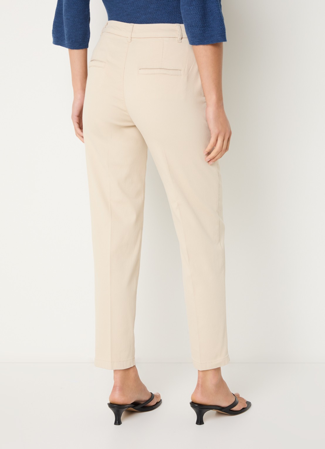 Benetton High waist tapered fit cropped chino met steekzakken - achterkant 4 zand