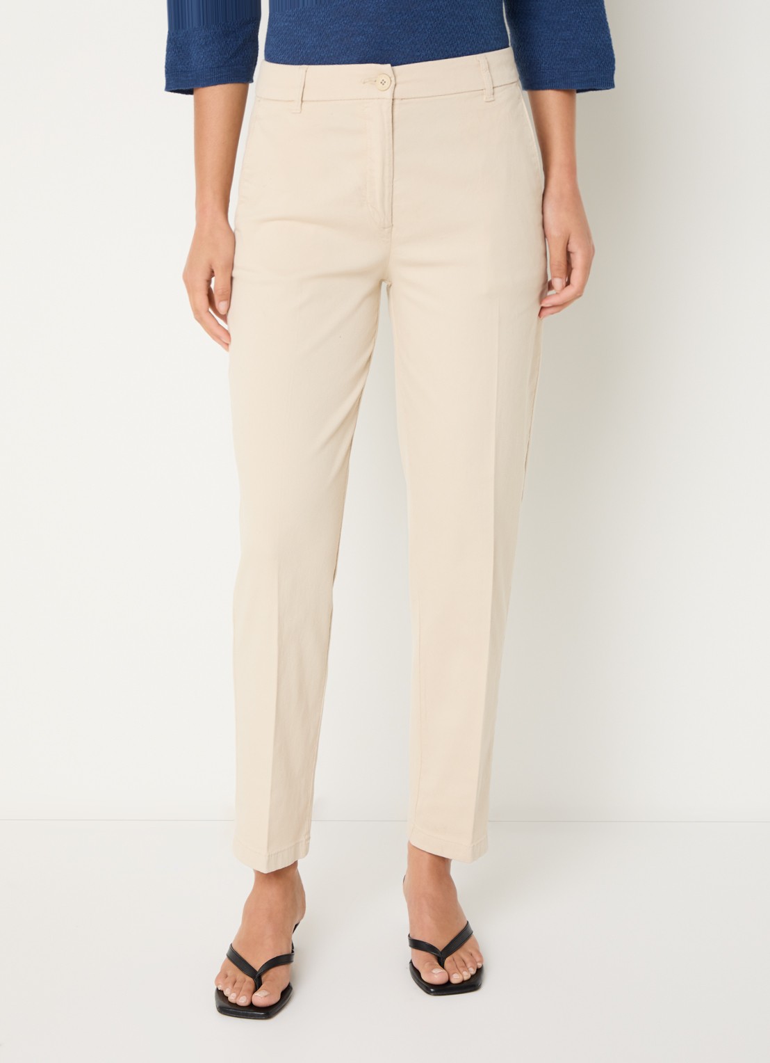Benetton High waist tapered fit cropped chino met steekzakken - detail 3 zand